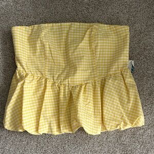 Dakota Blue NWT new Yellow Gingham Strapless Top cottagecore spring summer